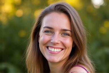 Potret seorang wanita tersenyum mesra